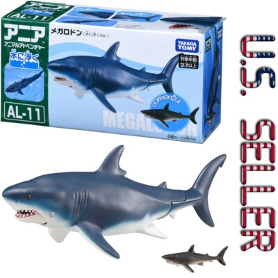 Takara Tomy Ania Megalodon AL-11 Floating Animal Figure with Great White Shark
