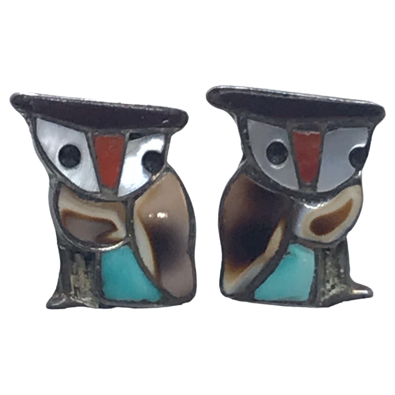 Vtg Zuni Native American Sterling Silver Multi St… - image 1