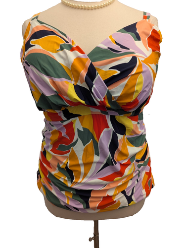 Anne Cole Women's Plus Size 24W Multicolor Printed Underwire Tankini Swim Top