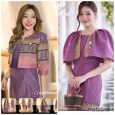 Thai style Dress Traditional Skirt Fashion Beautiful Top-Set-Casual elegant
