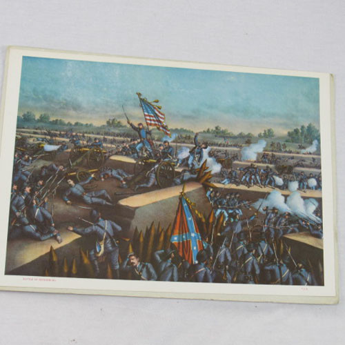 Bürgerkrieg Schlachtszenen KURZ & ALLISON 4 farbige Lithographien Vintage Kunst - Bild 7 von 12