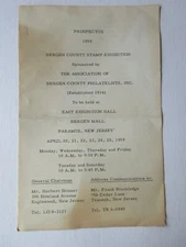 1959 Bergen County Stamp Exhibition Prospectus New Jersey