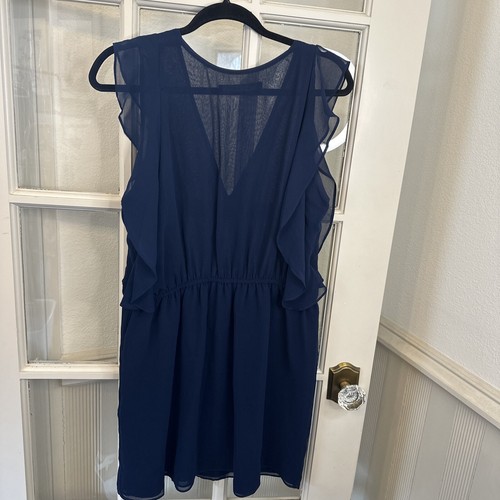 Zara Mini Dress Navy Blue Women's Large Ruffle - Picture 7 of 10