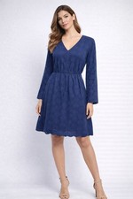 NWT J. Crew Navy Blue V Neck Eyelet Lace Summer Dress Women's size 2