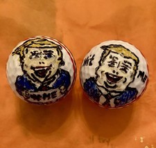 Lot Of 2 Donald Trump Me Golf Balls By Artist RAC Xmas In July Special