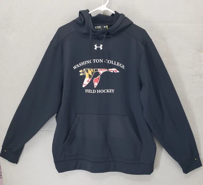 Washington College Hoodie Mens XL Black NCAA Field Hockey Pullover Under Armour - Image 1 of 4