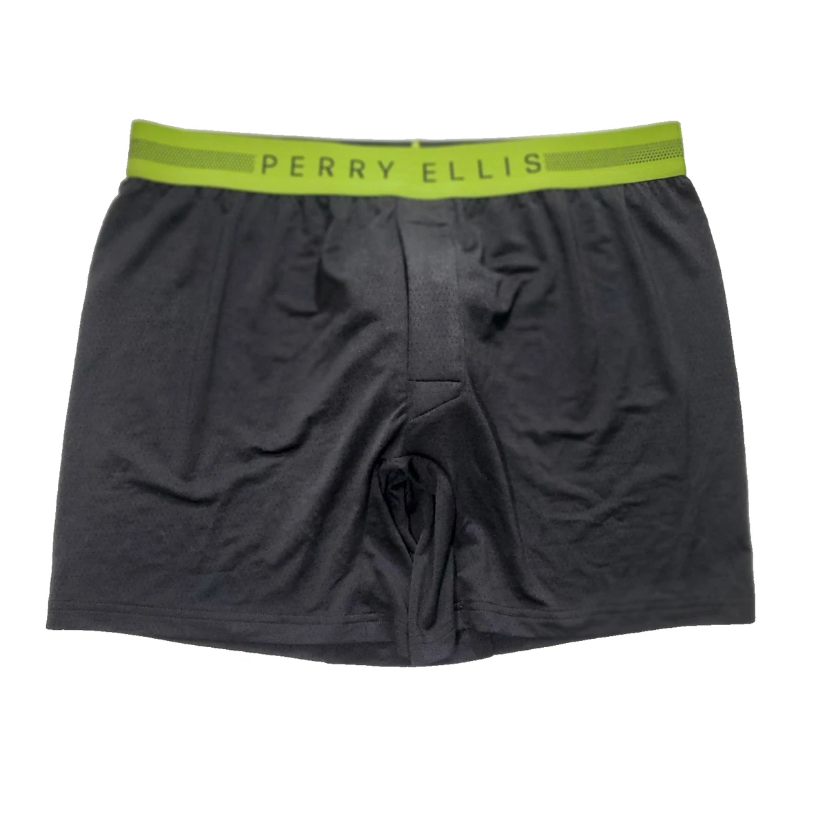 Perry Ellis Men's Stripe Boxer Brief, Black/Red, Large