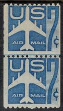 Scott #C51 Blue Jet Airliner Line Pair MNH