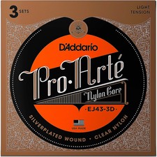 D'Addario EJ43 ProArte Nylon Classical Guitar Strings Light Tension 3 Sets
