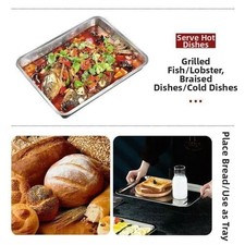 Stainless Steel Square Tray 31.5 x 21.5 x 2 cm for Baking and Grilling