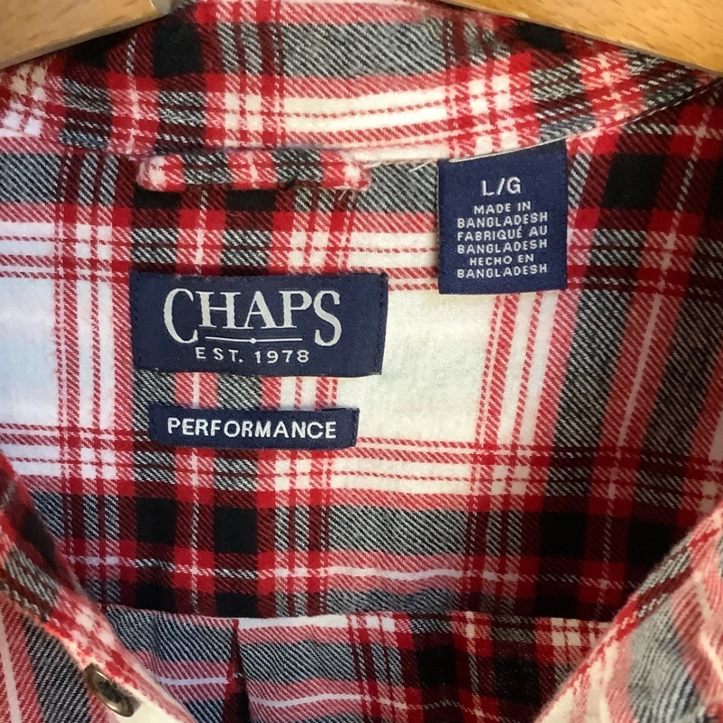 Mens Chaps Performance Button Up Plaid Flannel Sh… - image 2