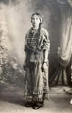 Studio Potrait Young Woman in Indian Costume RPPC Photo Postcard COPY