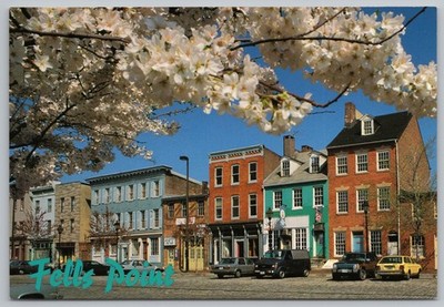 Fells Point Baltimore MD Postcard Historic Waterfront Cherry Blossoms UNP 4x6