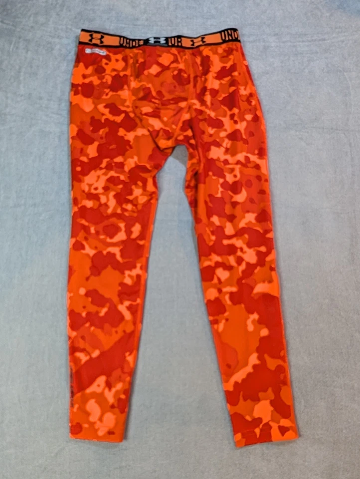Under Armour Heatgear Compression Leggings Men XL Camo Orange Hunting Base Layer - Image 4 of 4