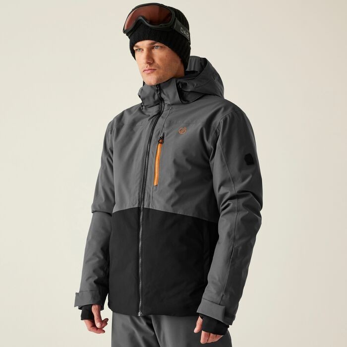 Hombres Dare2b Edge Irongate Negro Gris Chaqueta de esquí Snowboard