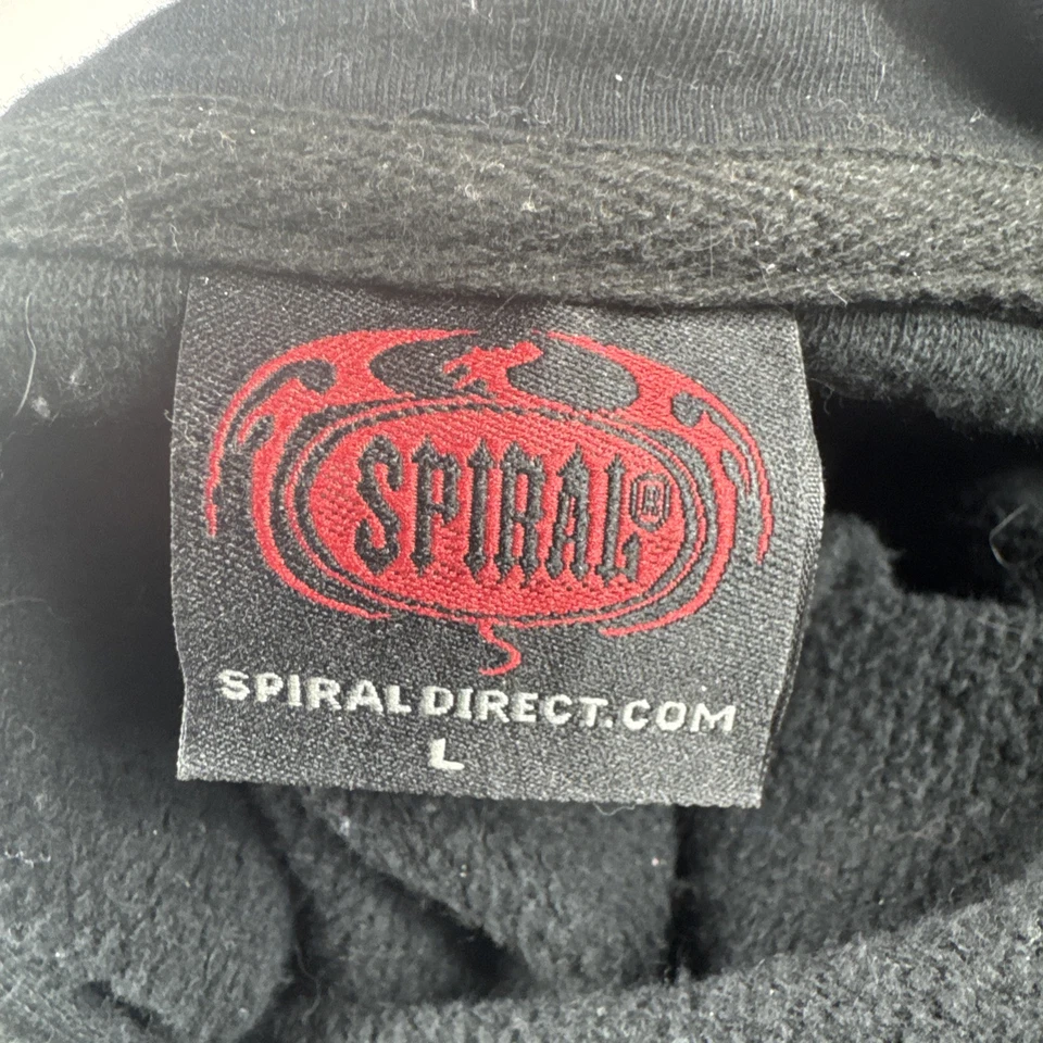Spriral Dragon Hoodie Mens L Black 90S Flames Y2K Cyber Punk Goth Sweatshirt Vtg - Image 3 of 4