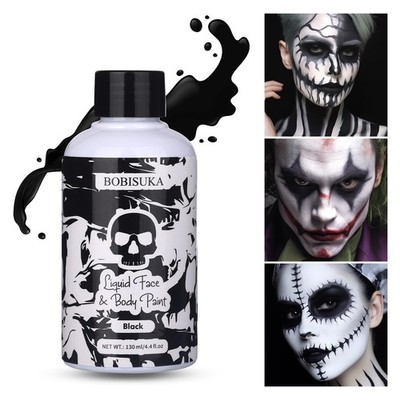 BOBISUKA Black Face Body Paint Liquid Texture Washable Non Toxic 