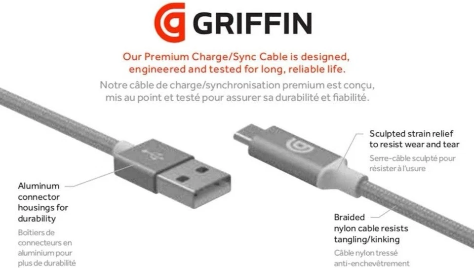 GENUINE GRIFFIN 1.8M USB TYPE C CHARGER CABLE SAMSUNG S8 S9 S10 PLUS S10e S20 - Image 4 of 4