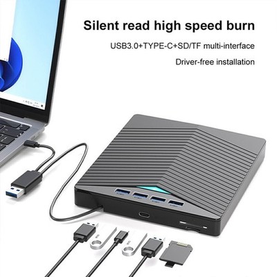 7 in 1 Externes CD/DVD Laufwerk USB 3.0 Brenner Player für PC Laptop Windows 11