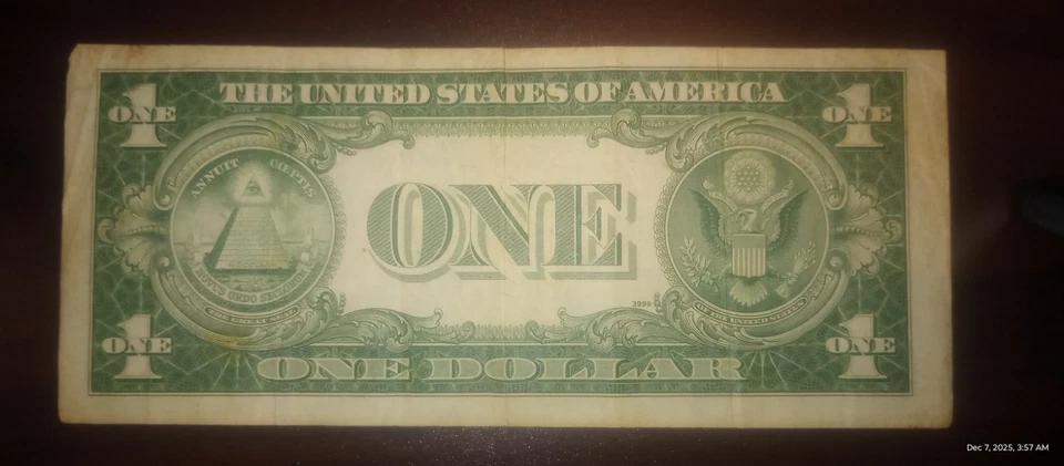 RARE 1935 $1 Dollar Silver Certificate, Blue Seal US One Dollar Bill SERIES C. - Image 2 of 2