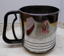 Vintage All Chrome W/Black Metal Handle Kitchen Flower Sifter Mid Century MCM