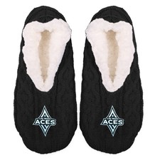 FOCO - Women's WNBA Big Logo Cable Knit Women Footy Slippers Las Vegas Aces