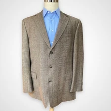 Hart Schaffner Mens Blazer Sport Coat Three Button Jacket Wool 46L Casual Suits