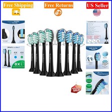 8pk Black Replacement Toothbrush Heads for Philips Sonicare More Adult
