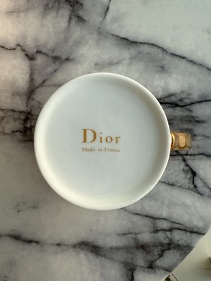 Dior Porcelain Coffee Mug Floral White/Blue Gold Handle Made in
