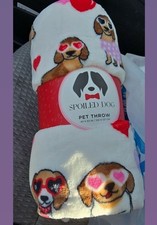 Spoiled Dog Pet Throw Blanket, Small Dogs With Hearts    40  x 50  NWT