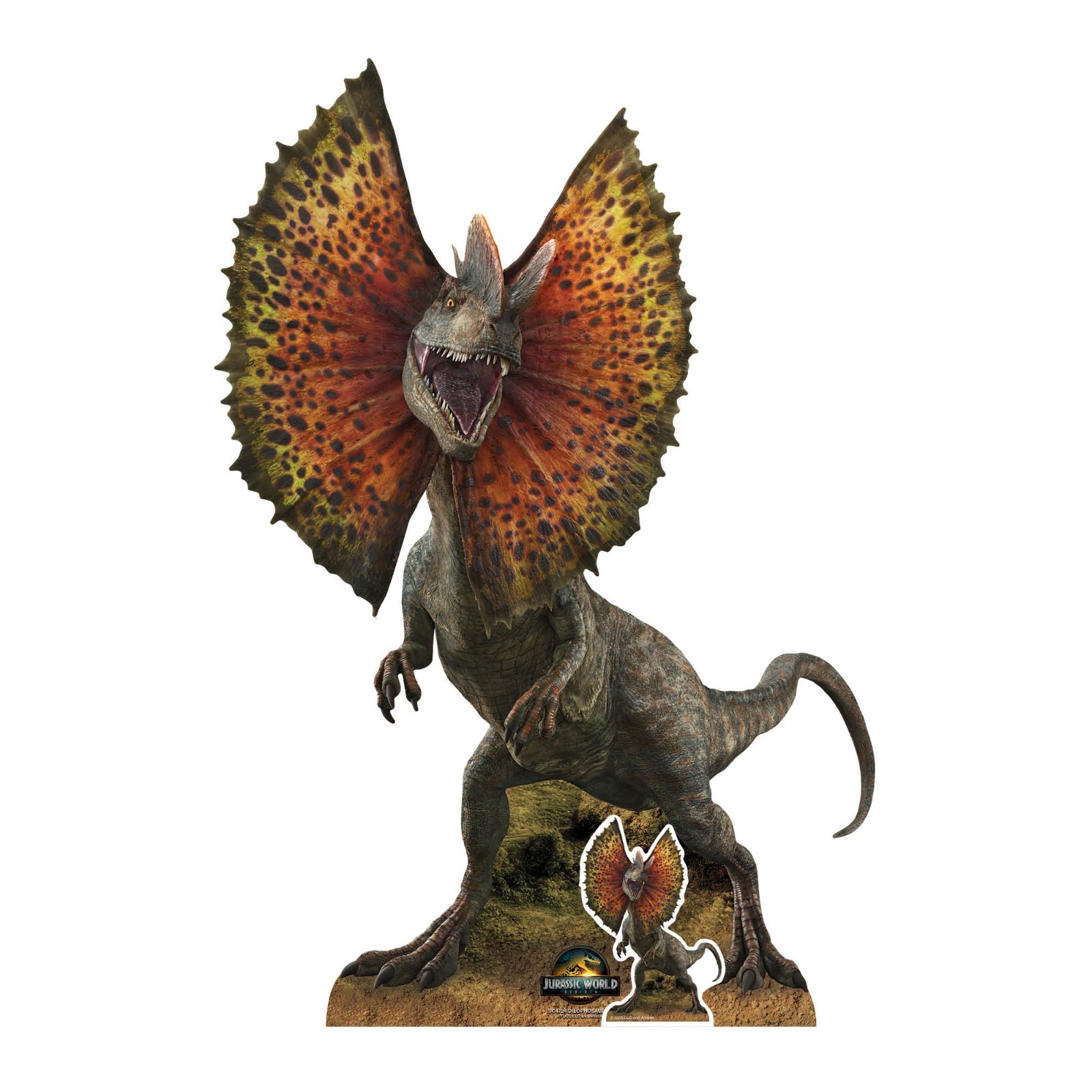 Dilophosaurus Cardboard Cutout Jurassic World Rebirth Standee with Free Mini