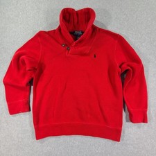 Polo Ralph Lauren Shawl Collar Sweater Youth Medium 10-12 Red LS Preppy