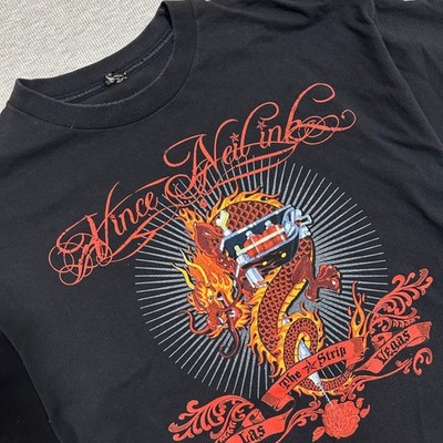 Vince Neil Ink Tattoo Shop Tee Las Vegas Dragon Graphic Black Motley Crue Rock L