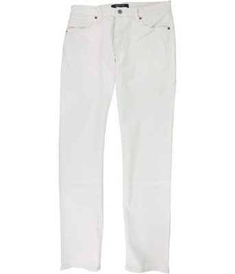 DSTLD Mens Solid Tapered Slim Jeans, white, 40W x 32L