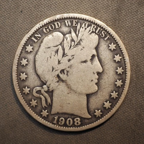 1908 **P** BARBER SILVER HALF DOLLAR ***NICE COIN!***  FREE SHIPPING! C1946