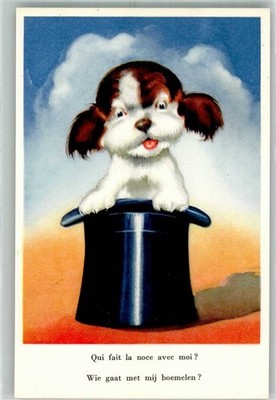 38164821 - Small Dog Looking Out Of A Top Hat Puppy