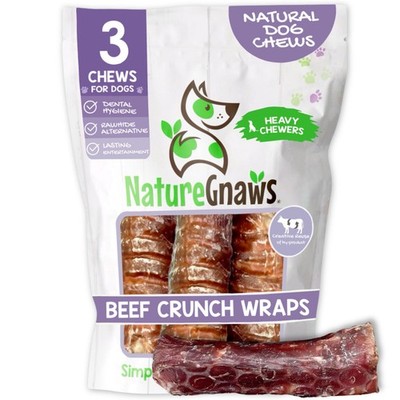 Beef Trachea Crunch Wraps for Dogs 3 Count  Long Lasting Natural Beef Jerky D...
