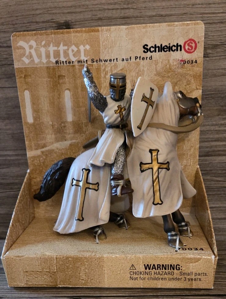 Mounted White Knight With Sword Ritter Schleich Action Figure Toy