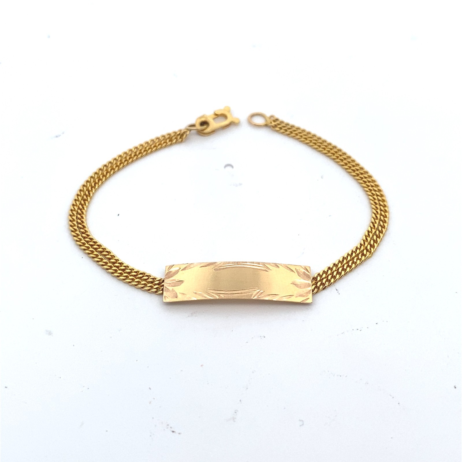 Solid 14k Yellow Gold Rectangular ID Bar Double S… - image 1