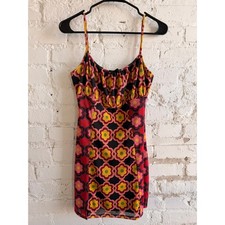 Forever 21 Sheer Mesh Floral Slip Dress Y2K 90s Mini Dress Size M NWT