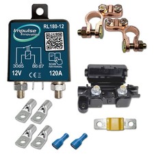Trennrelaisset RL180-12 BASIC 12V 120A 16mm&sup2; mit Polklemmen & 60A Sicherung
