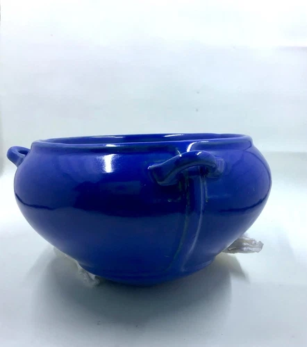 Vintage Roseville Hanging Planter Blue Ceramic Bowl 4” Deep  Sticker