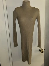 Holland Cooper Gold Metallic Kensington Mini High Roll Neck Dress -Sz S -Limited