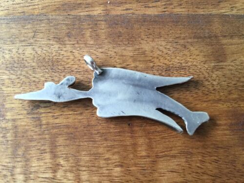 VINTAGE STERLING SILVER TURQUOISE INLAY PEYOTE BIRD PENDANT 70/80’s - Picture 2 of 7