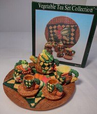 Vintage Miniature Tea Set Vegetables Resin Complete 1995 Hand Painted