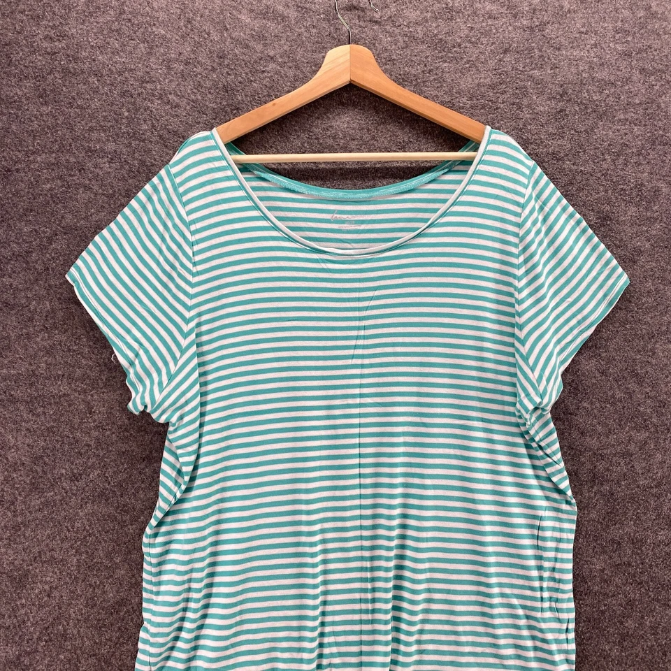 Camiseta Lane Bryant Mujer 26/28 Plus Azul Rayas Manga Corta Cuello Redondo Rayón Foto 3 de 4