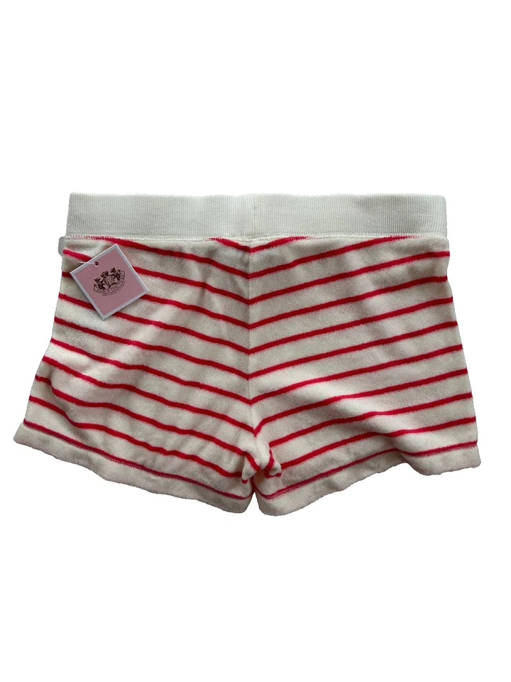 NUEVO CON ETIQUETAS 🎄VINTAGE Y2K Juicy Couture Adolescentes Niñas Rosa Blanco Rayas Algodón Pantalones Cortos XL Foto 2 de 3