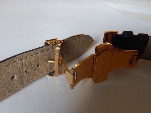 FÜR ARMBAND 20mm FALTSCHLIESSE SCHMETTERLING 18mm GELBGOLD PLATTIERT MIT DRÜCKERN - Bild 2 von 8
