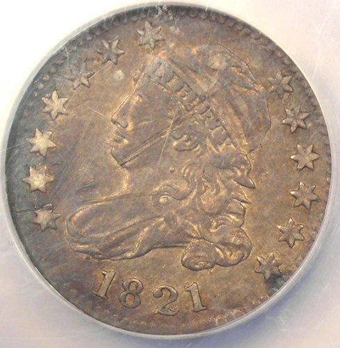 1821 JR-2 Large Date Capped Bust Dime 10C - NGC XF Details (EF) - R7 Variety!
