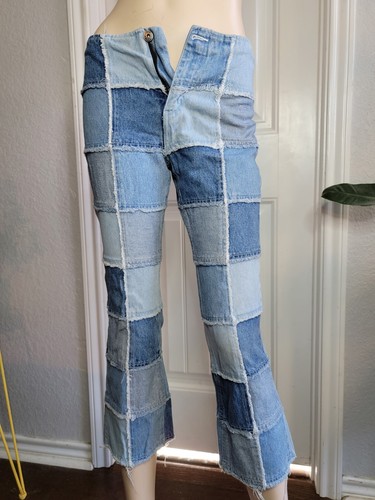 vintage 90s Zana Di patchwork boho hippie denim jeans girls youth sz 14